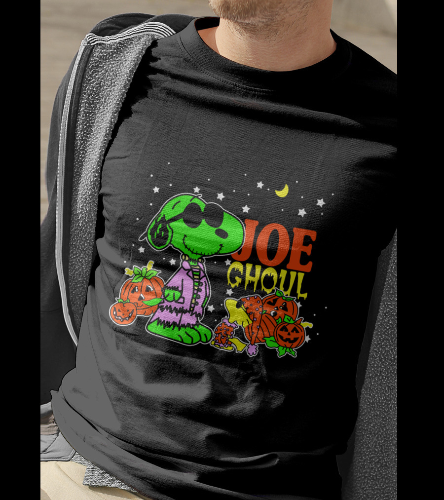 Joe Ghoul Halloween Snoopy Peanuts Pumpkins Moon Stars T-Shirt