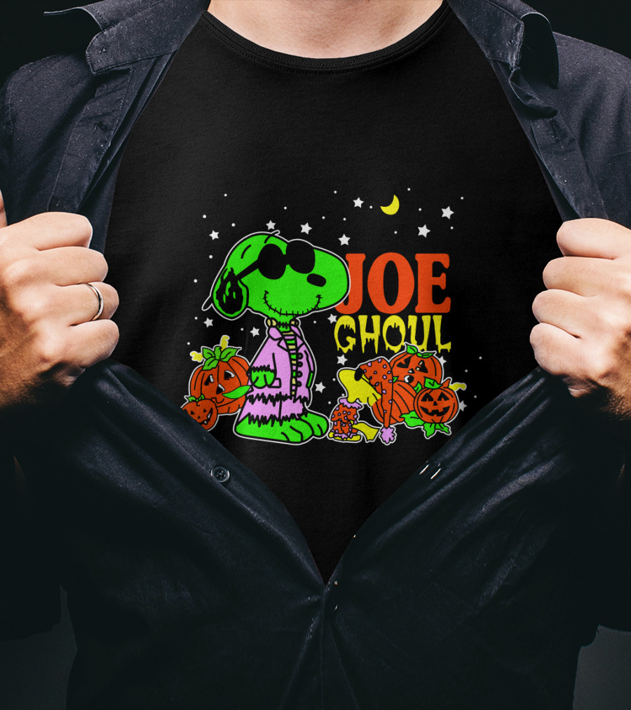 Joe Ghoul Halloween Snoopy Peanuts Pumpkins Moon Stars T-Shirt