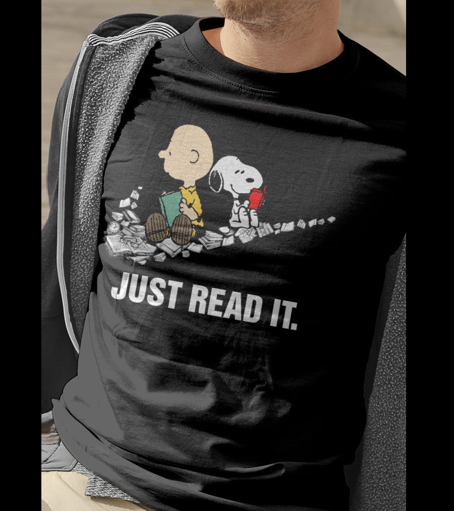 Just Read It Snoopy And Charlie Brown Peanuts Swoosh Books T-Shirt