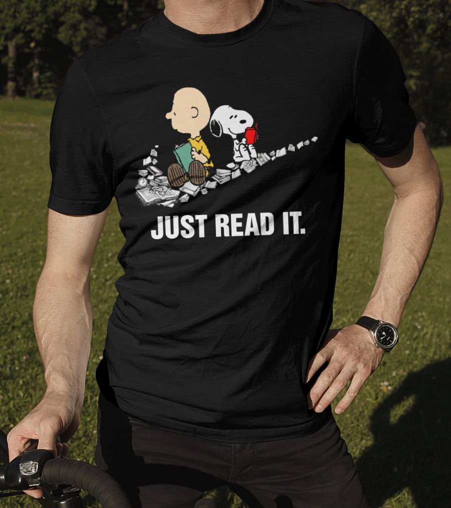 Just Read It Snoopy And Charlie Brown Peanuts Swoosh Books T-Shirt