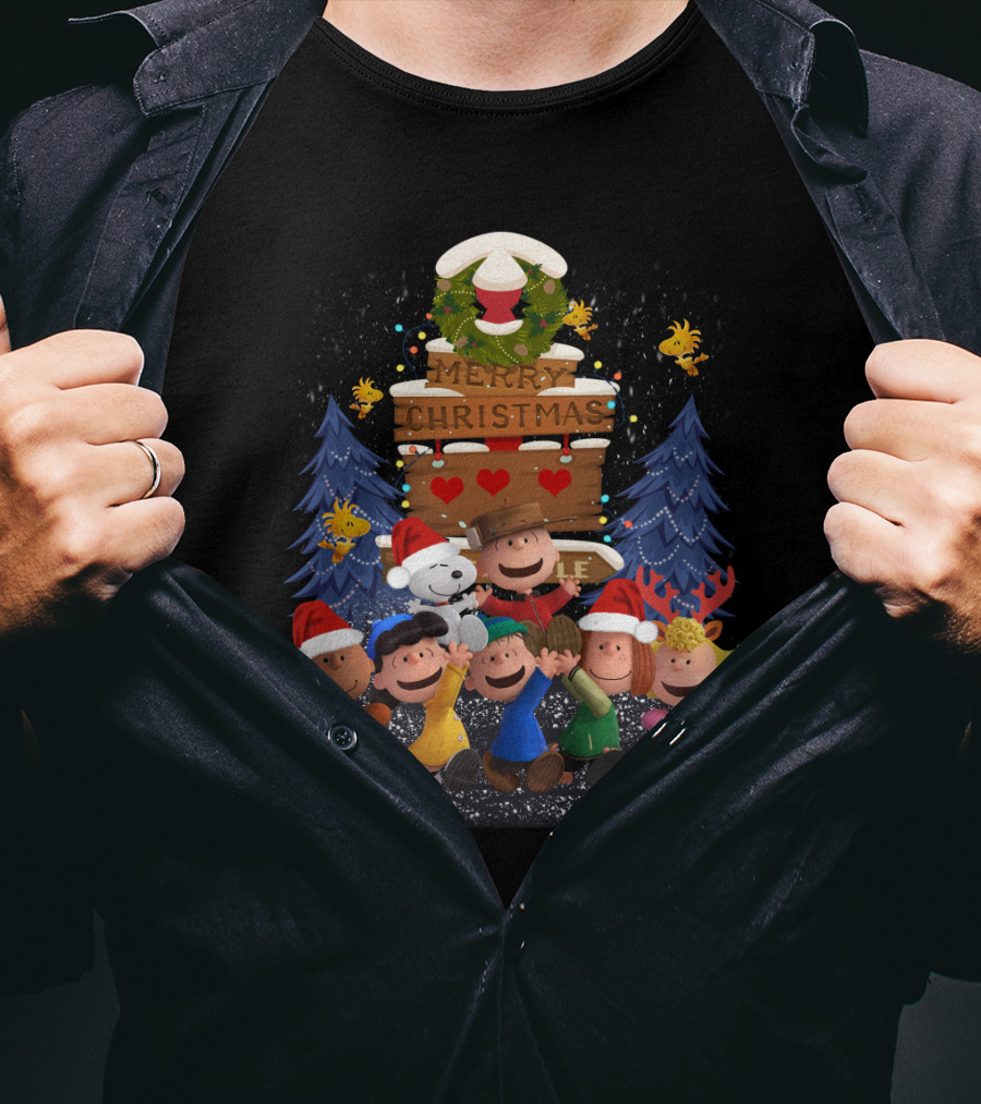 Merry Christmas With Friends Snoopy The Peanuts Movie Holiday T-Shirt