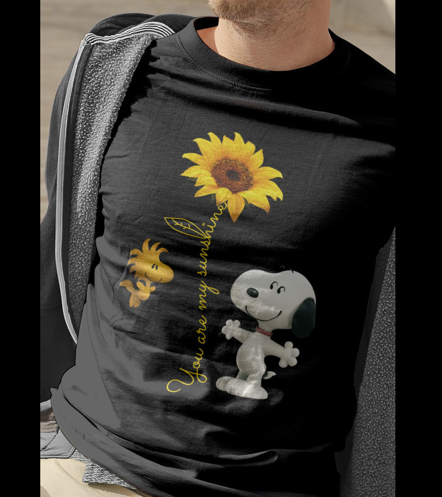 You Are My Sunshine Hippie Snoopy Woodstock Sunflower Peanuts Movie T-Shirt