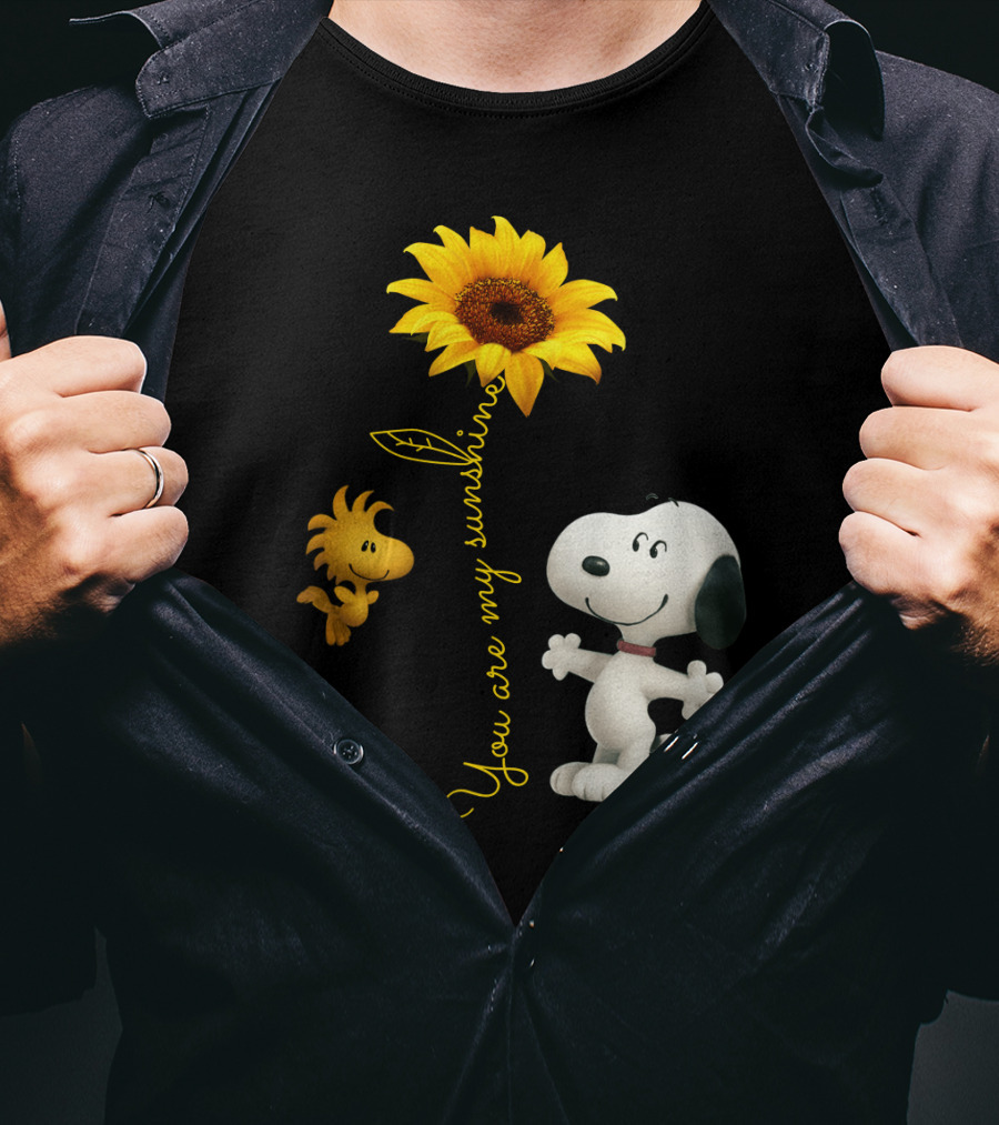You Are My Sunshine Hippie Snoopy Woodstock Sunflower Peanuts Movie T-Shirt