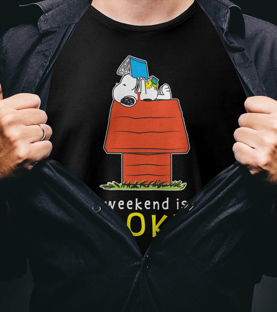 Snoopy My Weekend Is All Booked Peanuts Movie Doghouse Reading T-Shirt
