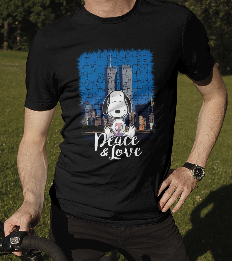 Peace And Love Snoopy 11th September The Peanuts Movie Twin Towers T-Shirt