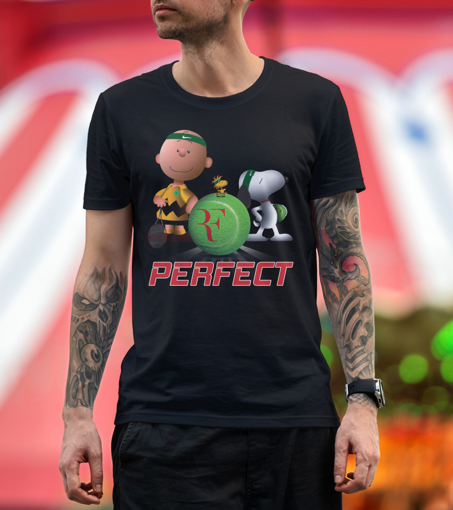 Perfect Roger Federer Tennis Pro Snoopy Charlie Brown Peanuts T-Shirt