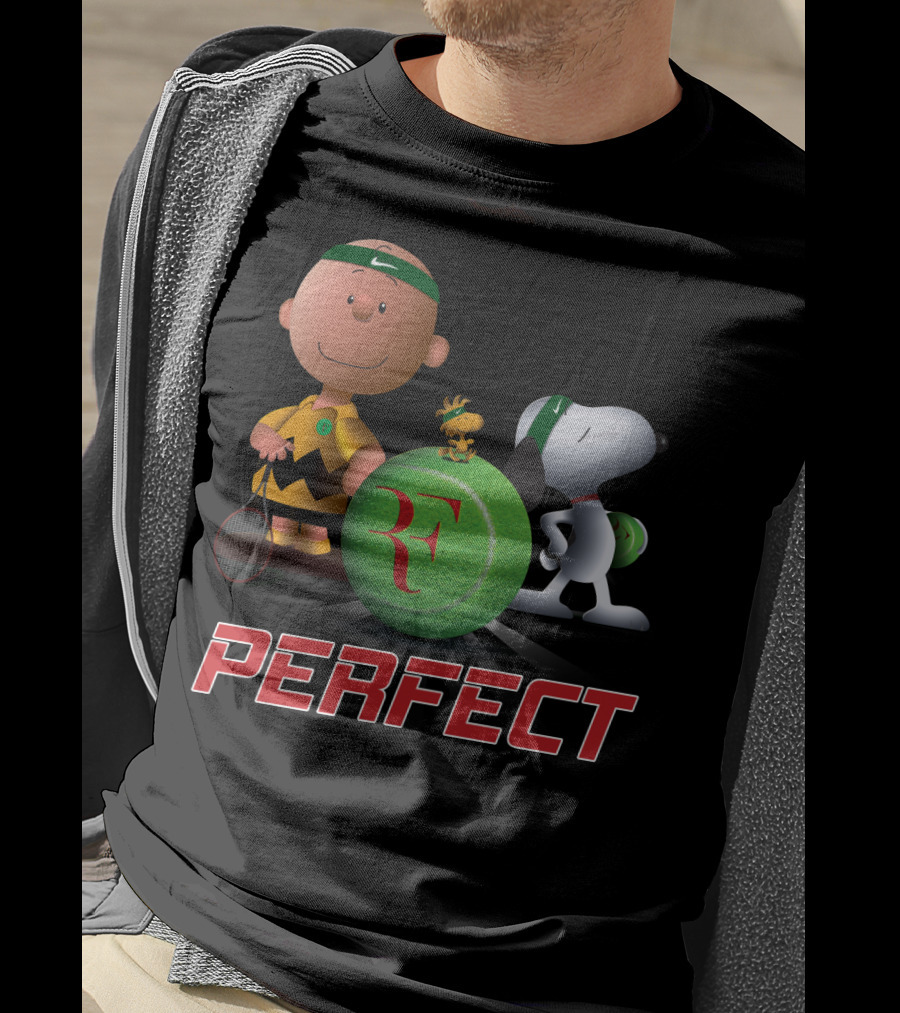 Perfect Roger Federer Tennis Pro Snoopy Charlie Brown Peanuts T-Shirt