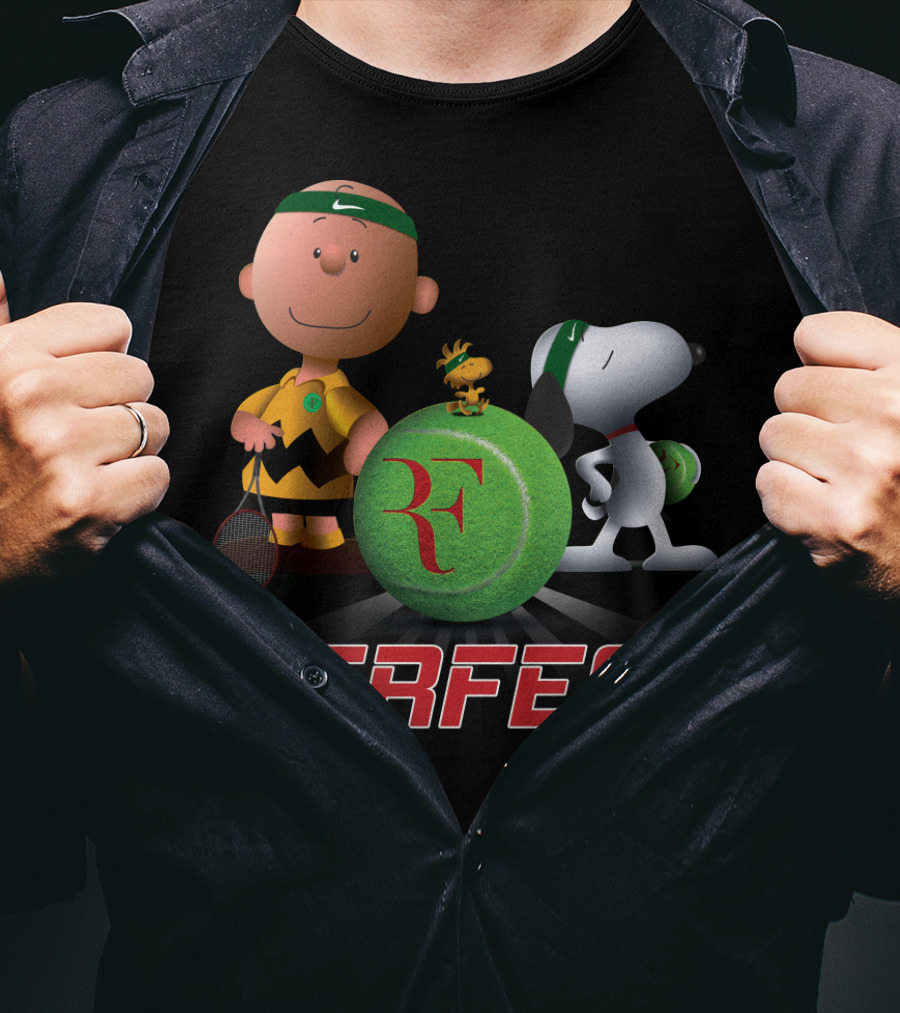 Perfect Roger Federer Tennis Pro Snoopy Charlie Brown Peanuts T-Shirt