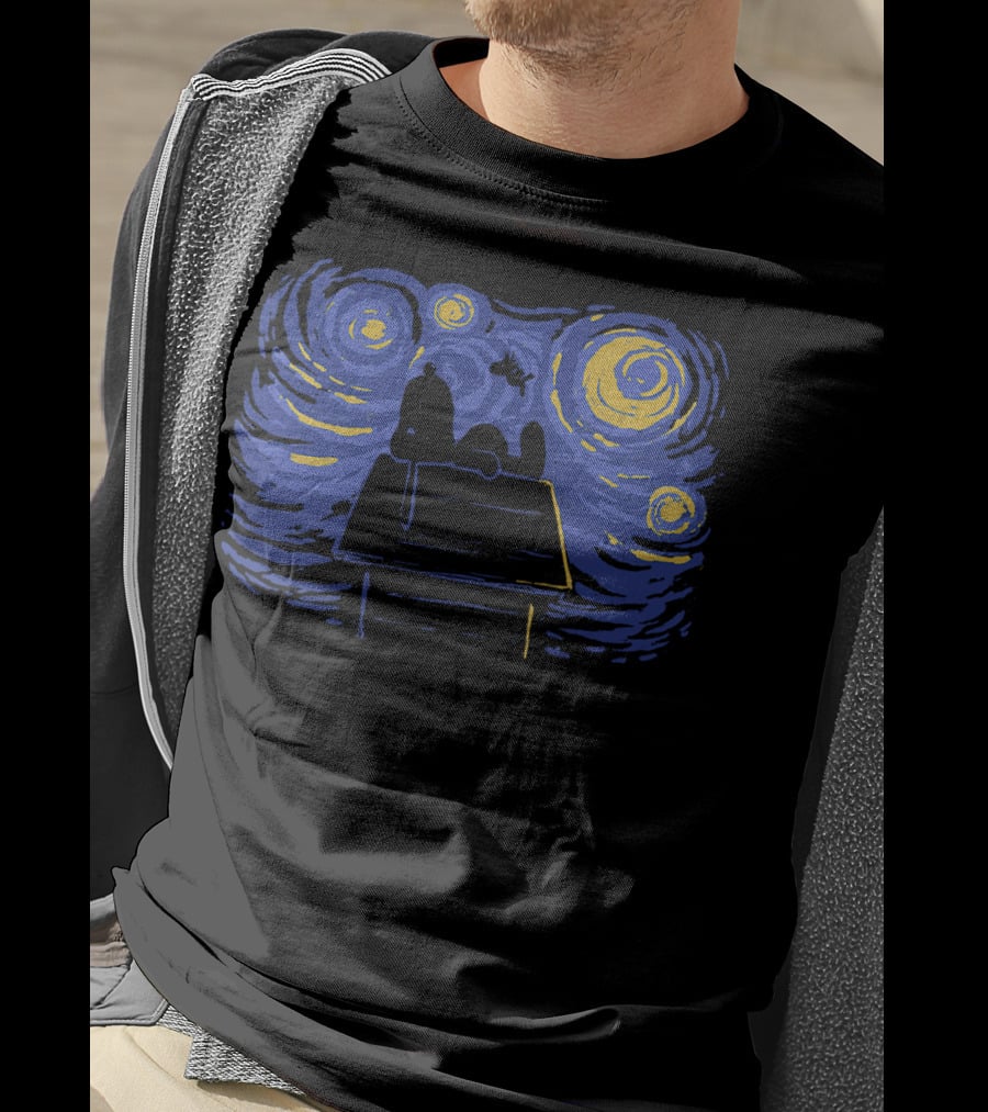 Van Gogh Starry Night Snoopy Peanuts Iconic T-Shirt