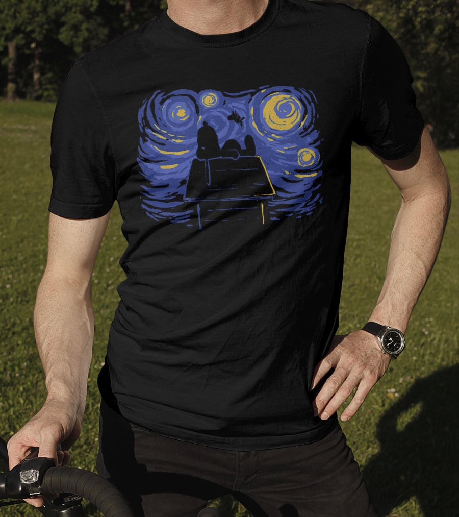 Van Gogh Starry Night Snoopy Peanuts Iconic T-Shirt