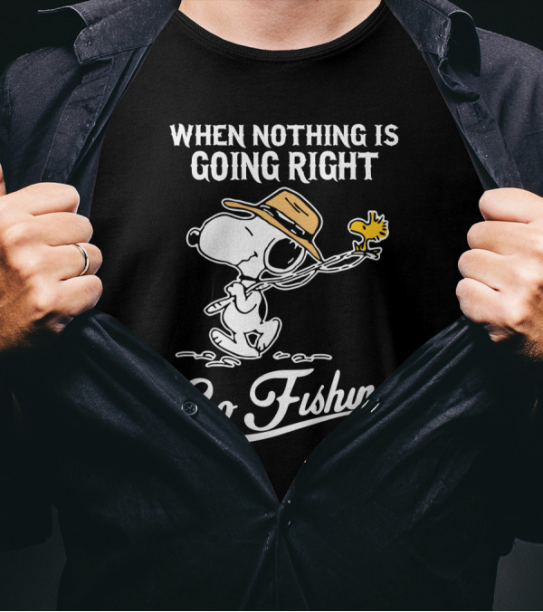 When Nothing Is Going Right Go Fishing Snoopy Peanuts T-Shirt