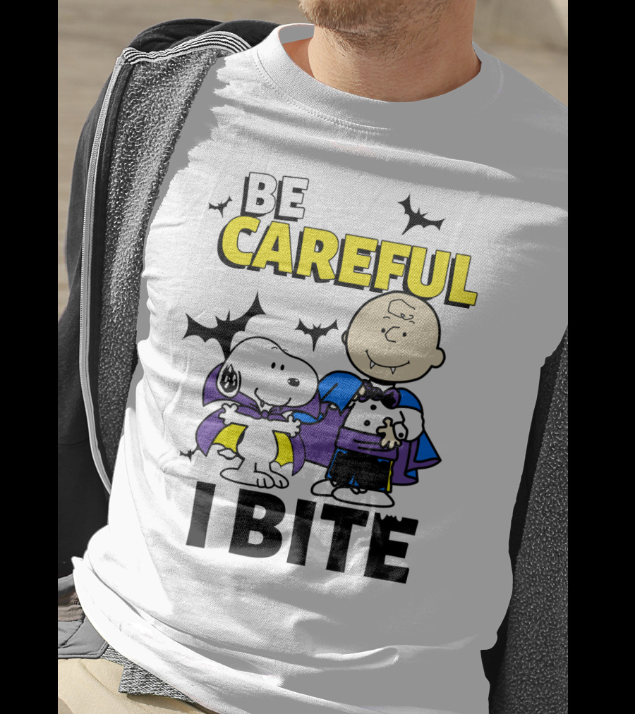 Be Careful I Bite Snoopy And Charlie Brown Halloween Peanuts Movie T-Shirt