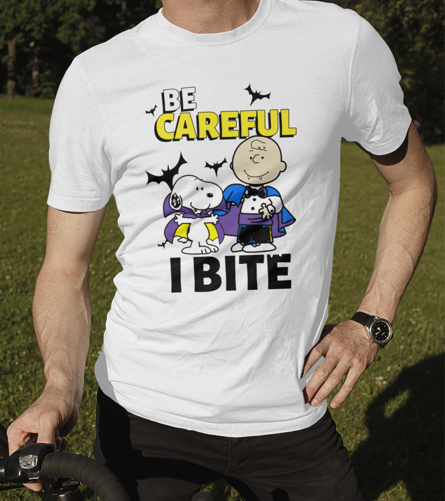 Be Careful I Bite Snoopy And Charlie Brown Halloween Peanuts Movie T-Shirt