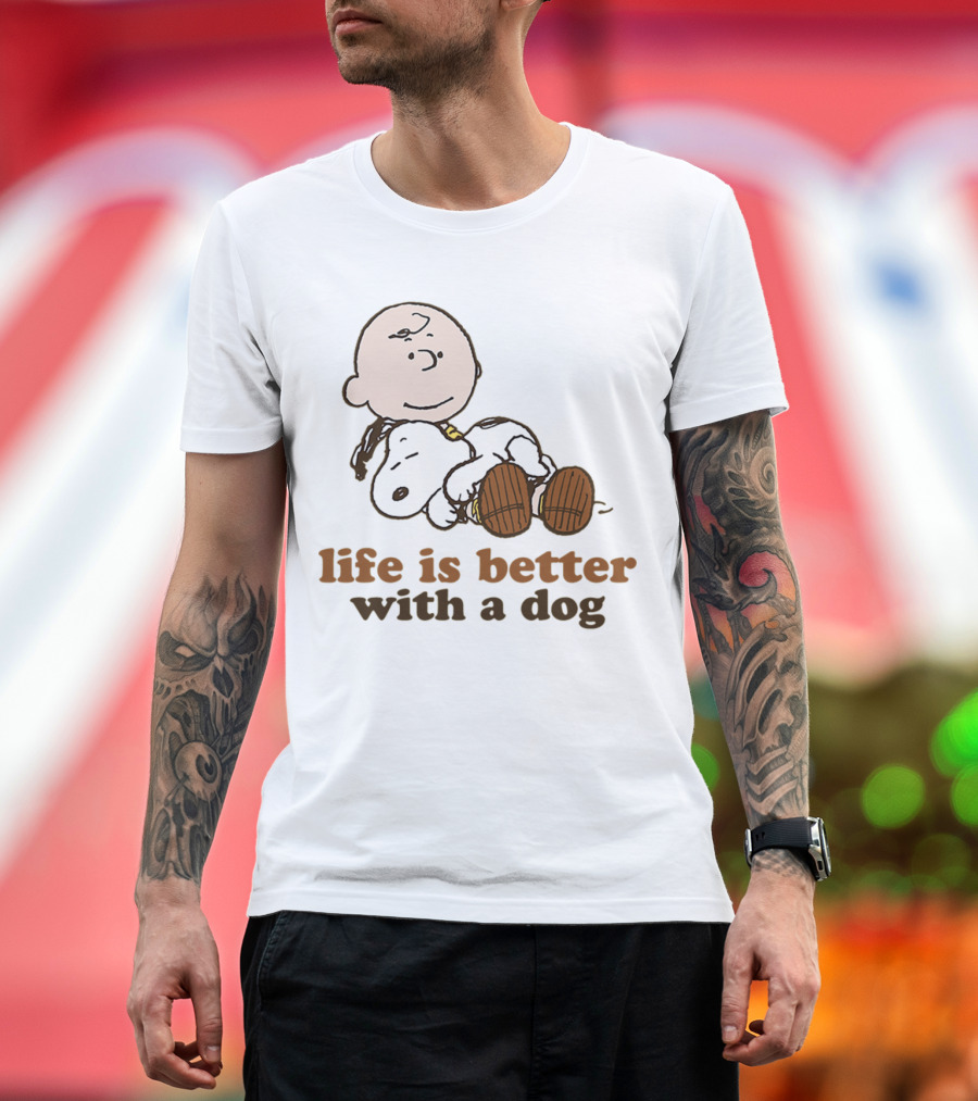 Life is Better With a Dog Snoopy Charlie Brown Peanuts T-Shirt