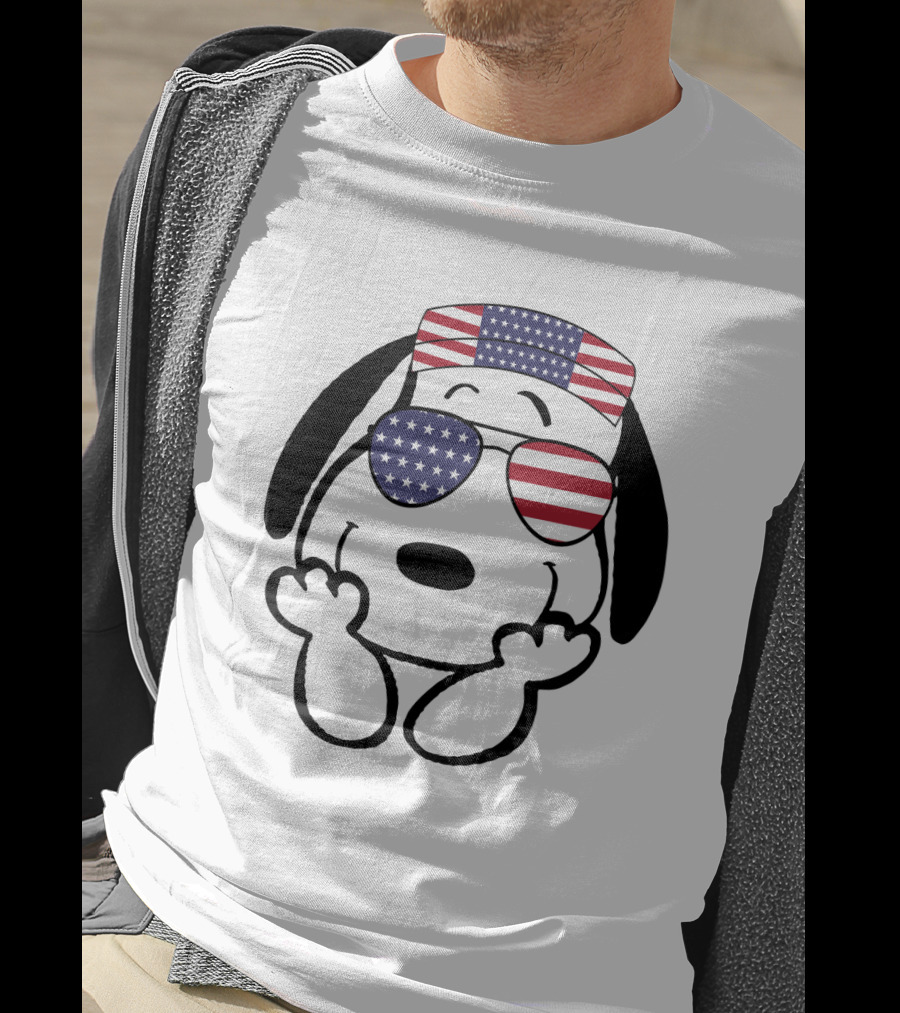 Snoopy American Flag Sunglasses The Peanuts Movie Dog T-Shirt