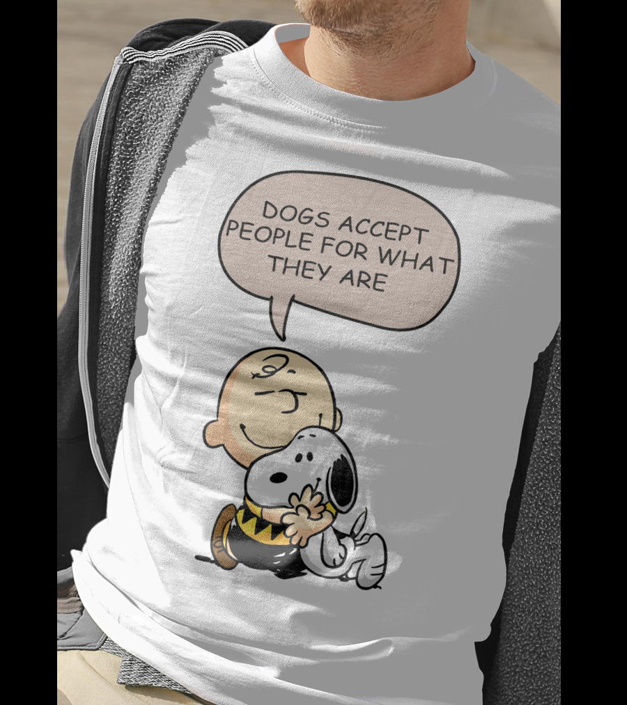Snoopy Peanuts Dogs Accept People For What They Are Hugging Scene T-Shirt