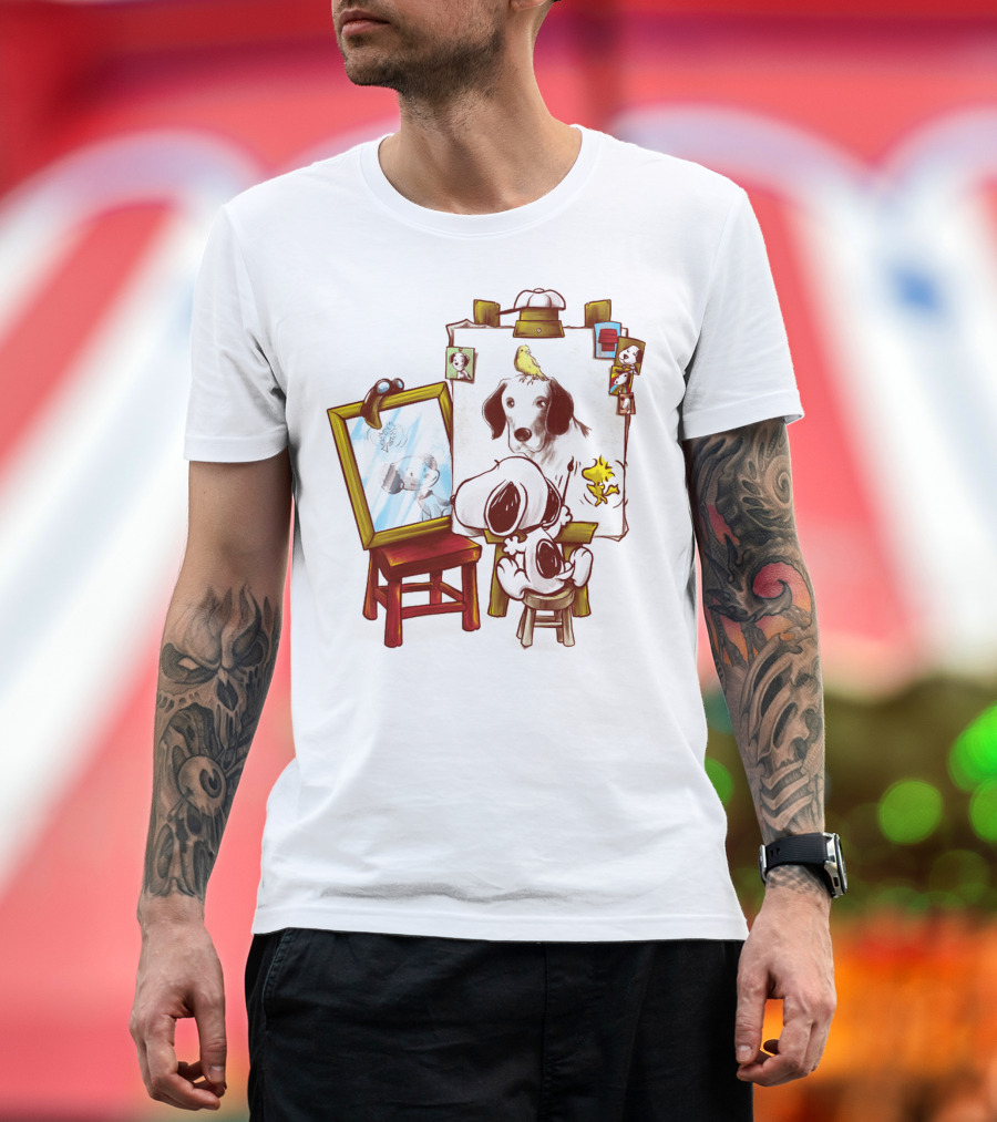 Snoopy Drawing Himself with Woodstock from The Peanuts Movie T-Shirt