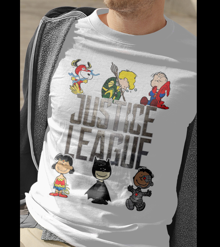 Justice League Peanuts Characters Featuring Snoopy Linus And Friends T-Shirt