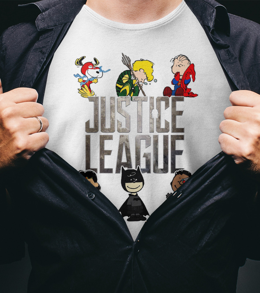 Justice League Peanuts Characters Featuring Snoopy Linus And Friends T-Shirt