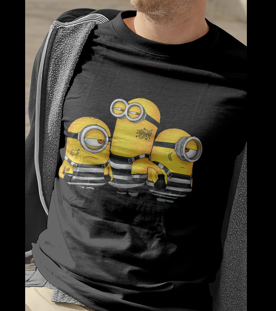 Guilty Wanted Minions Despicable Me Prison Stripes Crime Scene T-Shirt