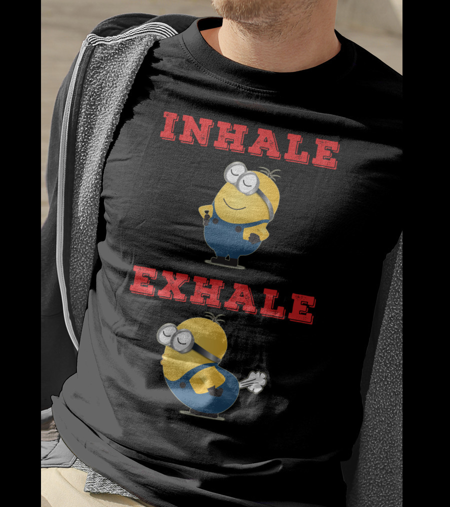 Minions Inhale Exhale Yoga Humor Despicable Me T-Shirt