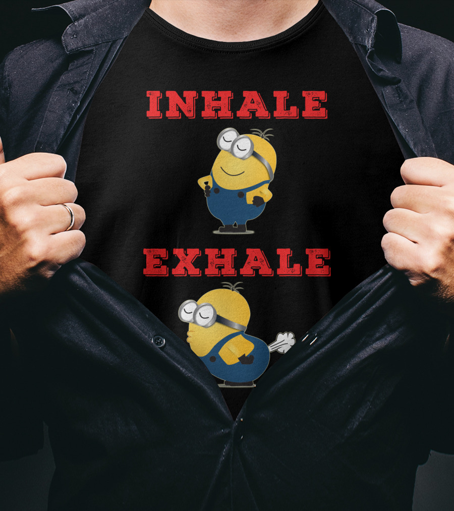 Minions Inhale Exhale Yoga Humor Despicable Me T-Shirt