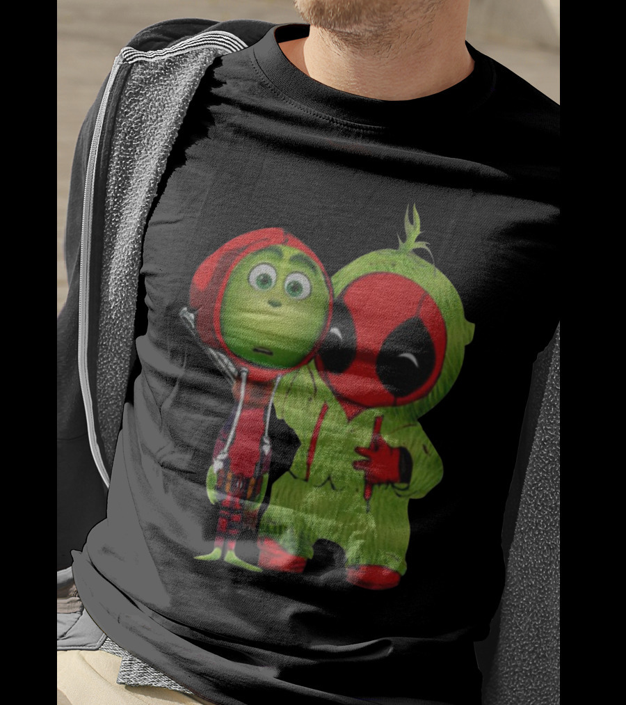 Baby Deadpool And Grinch Mashup Playful Duo T-Shirt