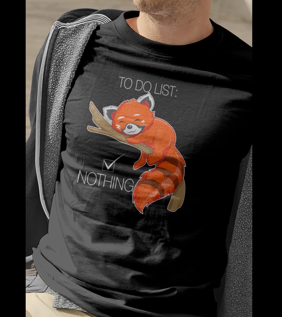 Red Panda To Do List Nothing Sleep Lazy Day T-Shirt