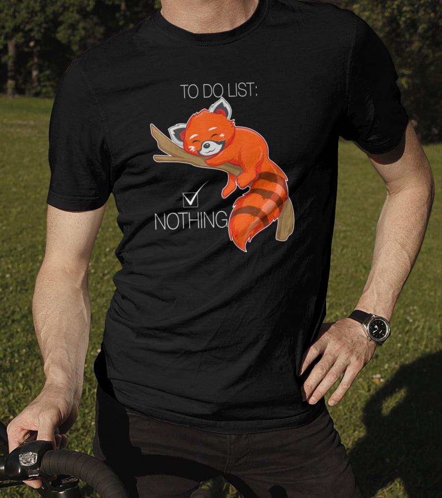 Red Panda To Do List Nothing Sleep Lazy Day T-Shirt
