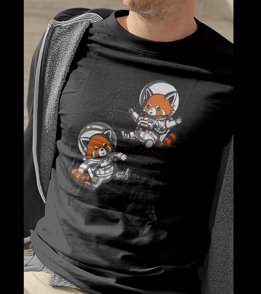 Red Panda Space Astronauts Cosmic Adventure T-Shirt