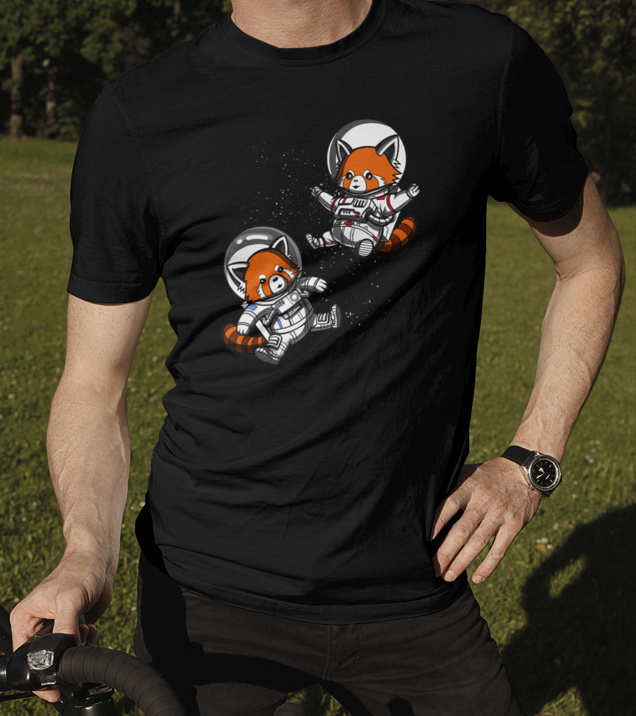 Red Panda Space Astronauts Cosmic Adventure T-Shirt