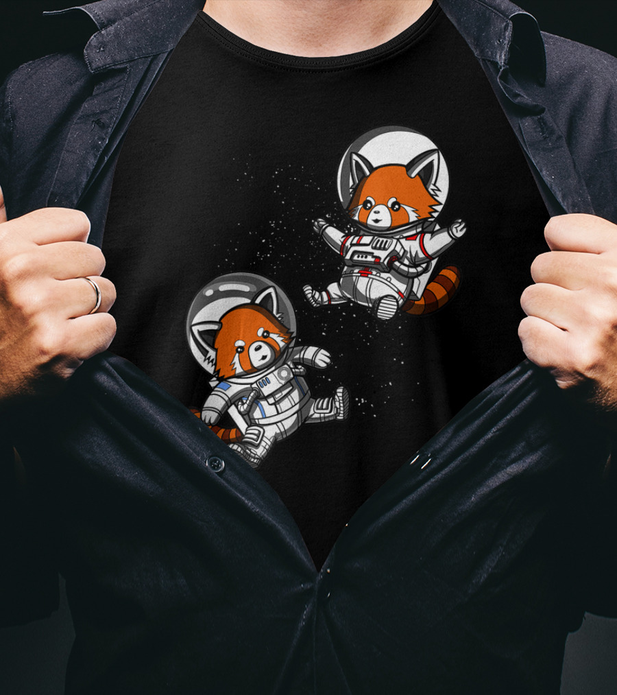 Red Panda Space Astronauts Cosmic Adventure T-Shirt