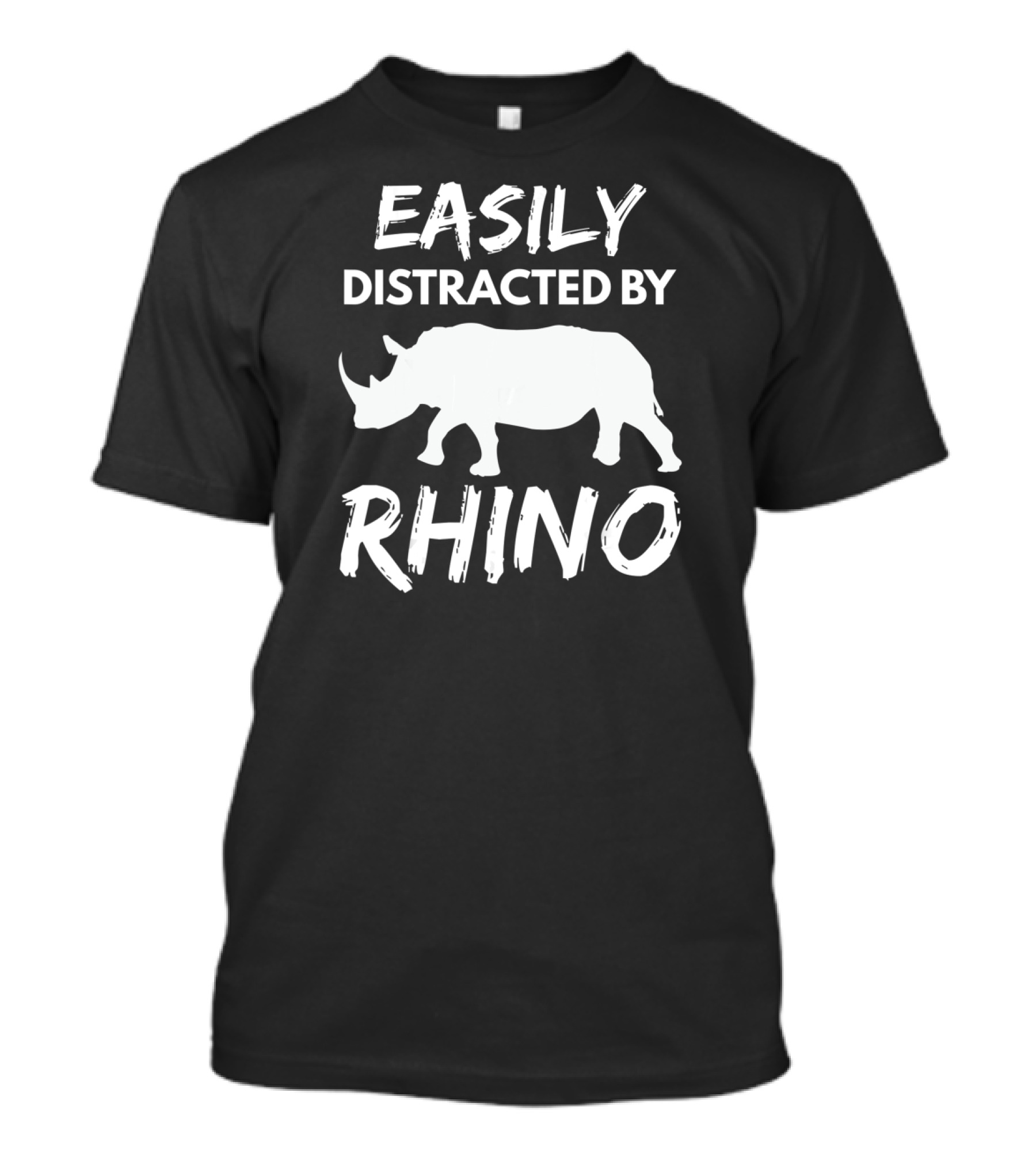 Easily Distracted By Rhino Funny Animal Lover T-Shirt