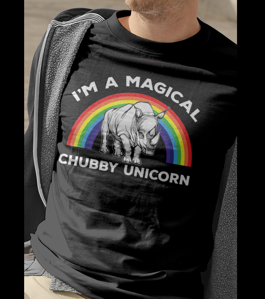 Magical Chubby Unicorn Rainbow Rhino T-Shirt