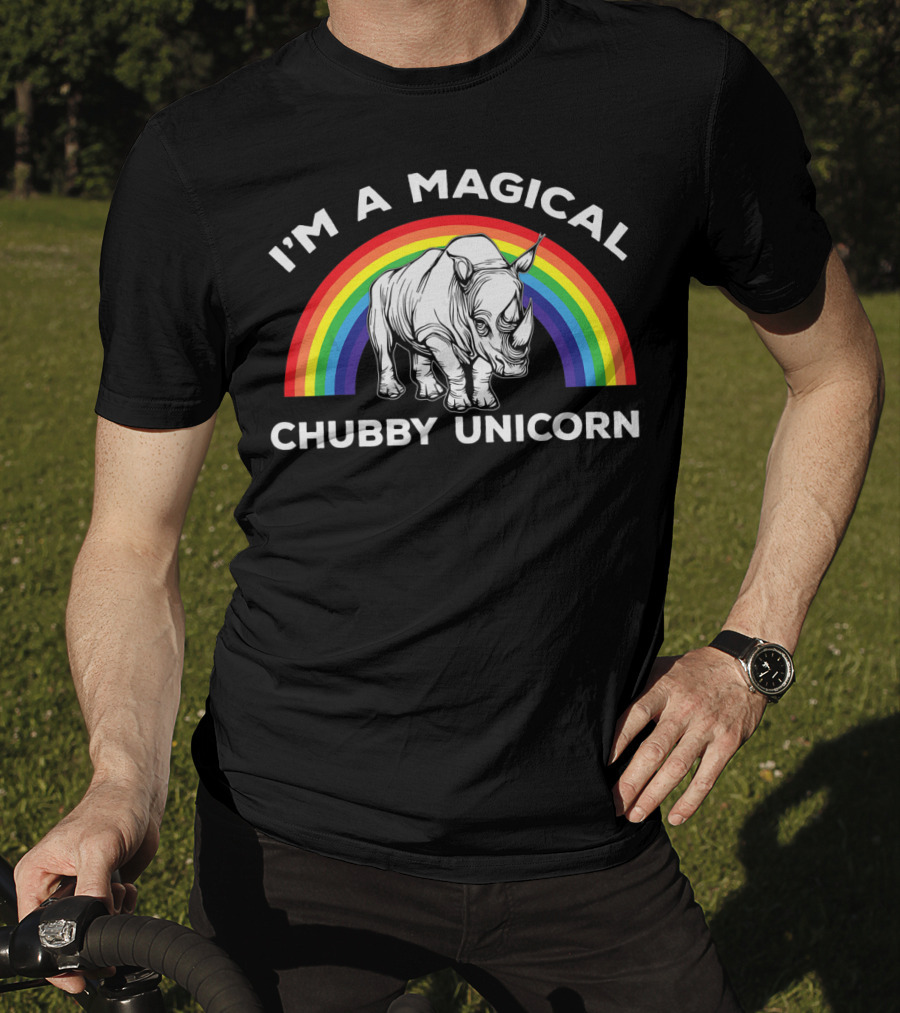 Magical Chubby Unicorn Rainbow Rhino T-Shirt