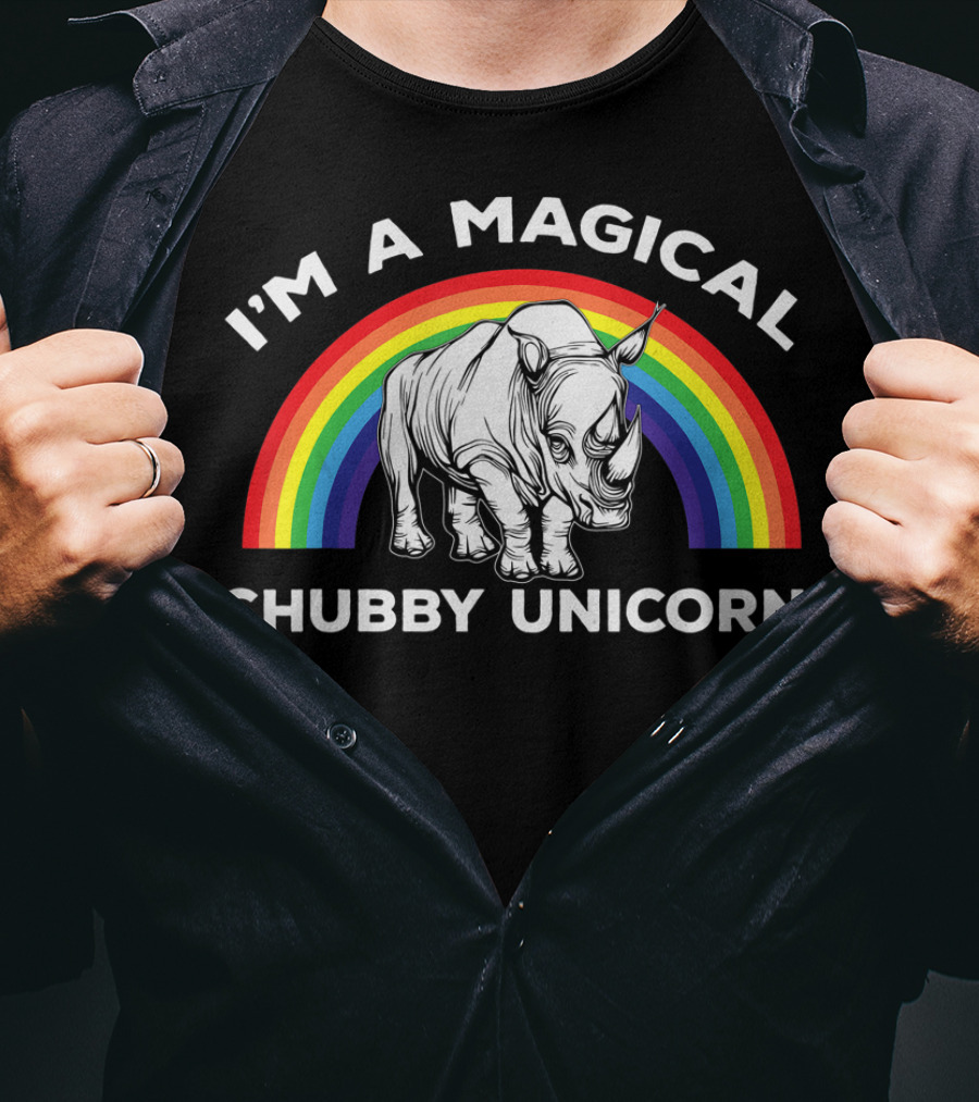 Magical Chubby Unicorn Rainbow Rhino T-Shirt