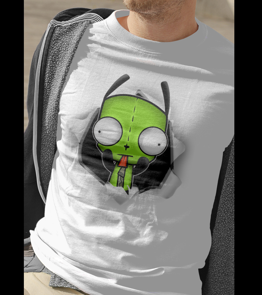 Invader Zim Gir 3D Hole Robot Face T-Shirt