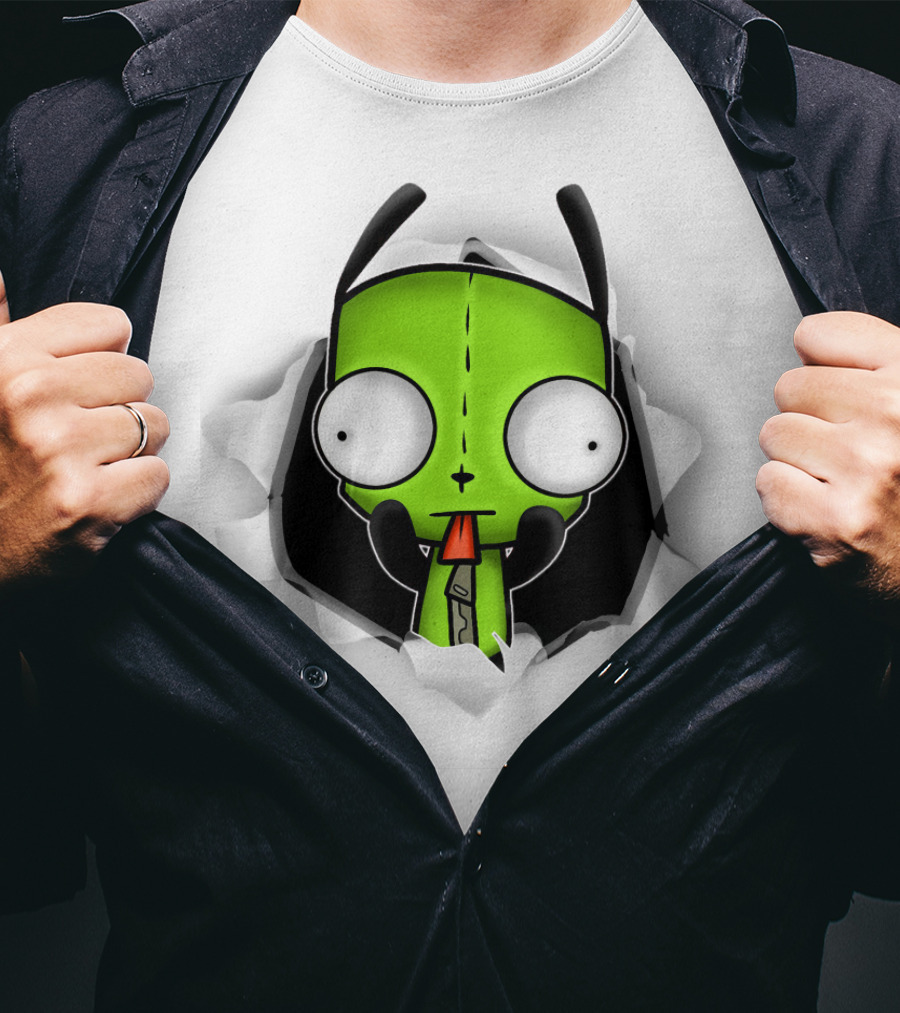 Invader Zim Gir 3D Hole Robot Face T-Shirt