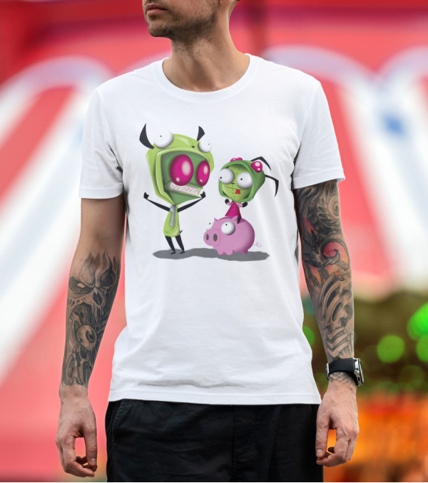 Cosplay Invader Zim Gir Halloween Characters On Pig T-Shirt