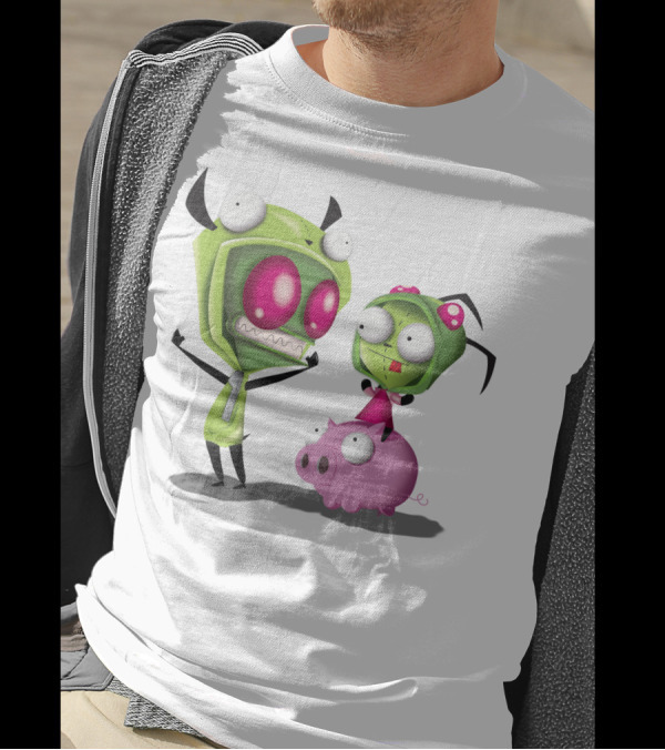 Cosplay Invader Zim Gir Halloween Characters On Pig T-Shirt
