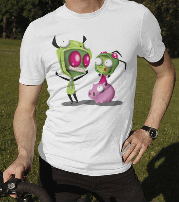 Cosplay Invader Zim Gir Halloween Characters On Pig T-Shirt