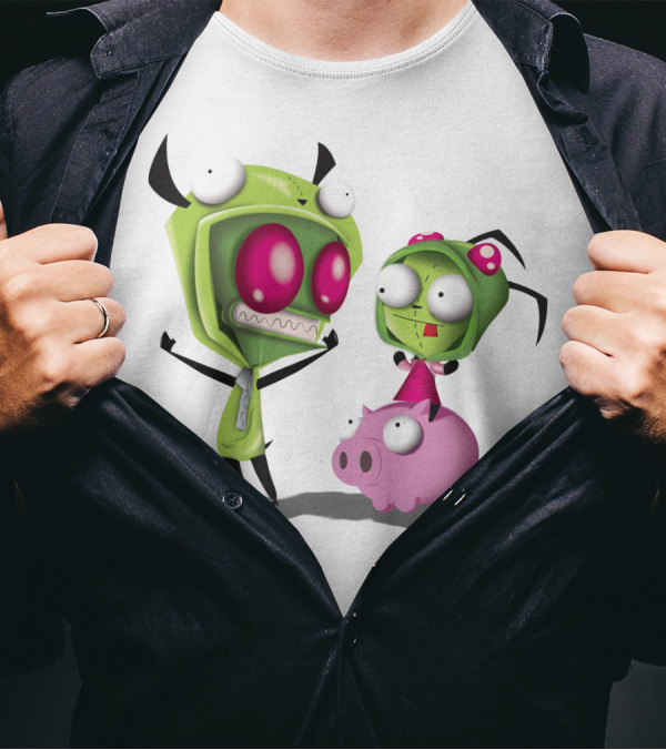 Cosplay Invader Zim Gir Halloween Characters On Pig T-Shirt