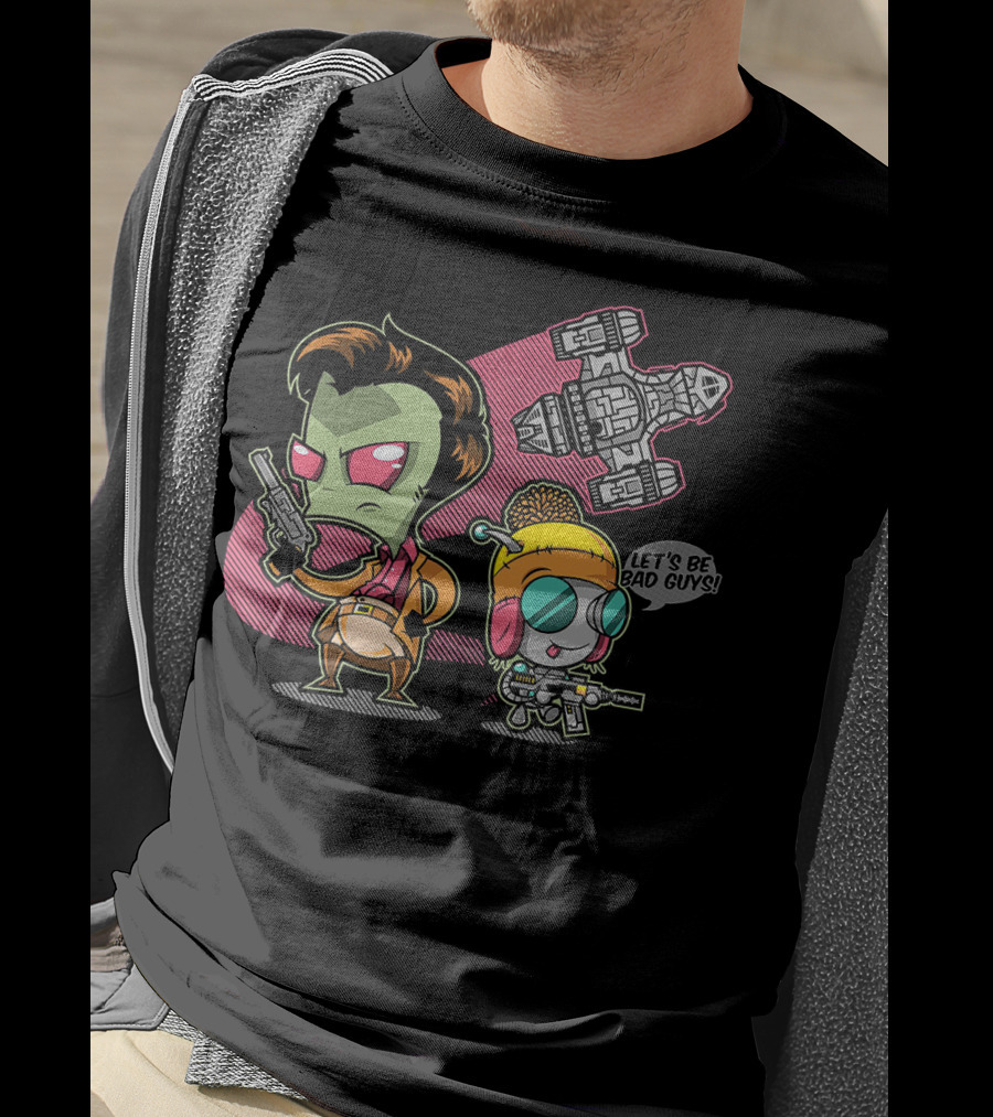 Let's Be Bad Guys Zim And Gir Invader Zim And Serenity Spaceship T-Shirt