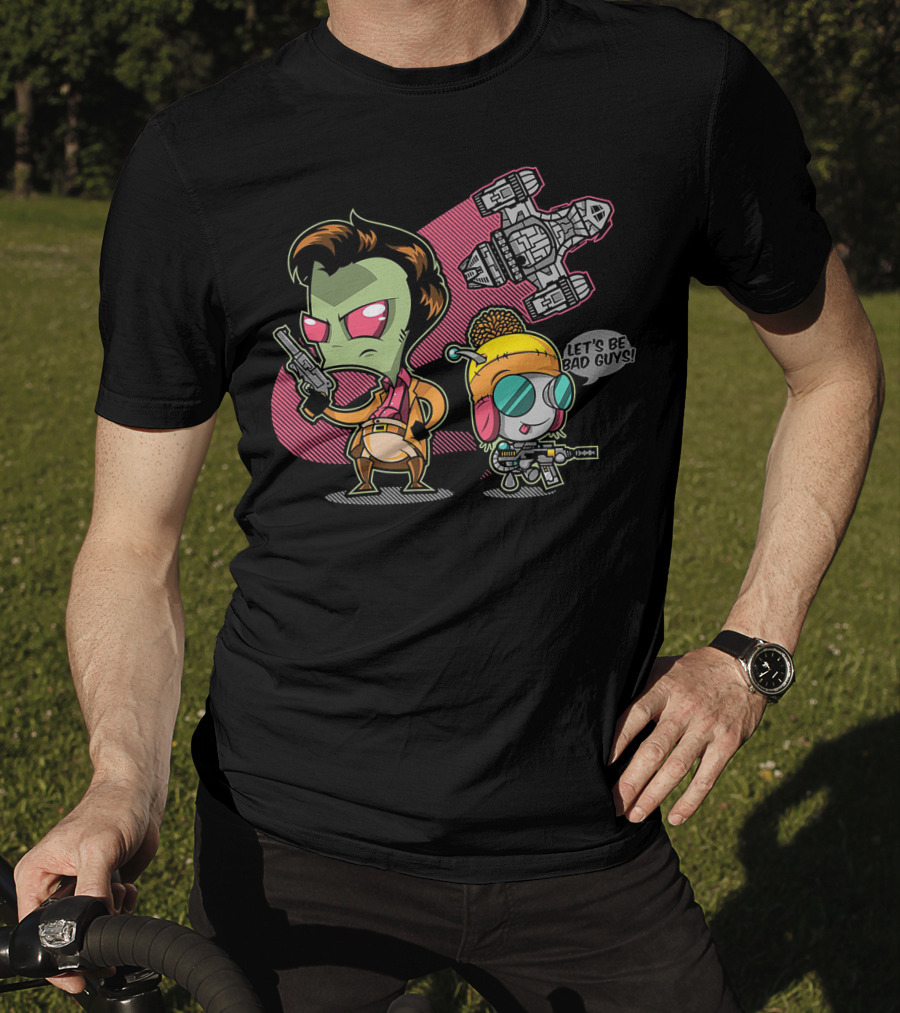 Let's Be Bad Guys Zim And Gir Invader Zim And Serenity Spaceship T-Shirt