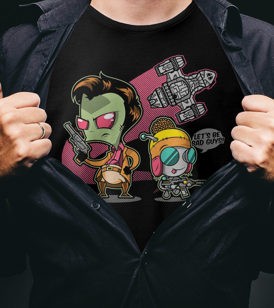 Let's Be Bad Guys Zim And Gir Invader Zim And Serenity Spaceship T-Shirt