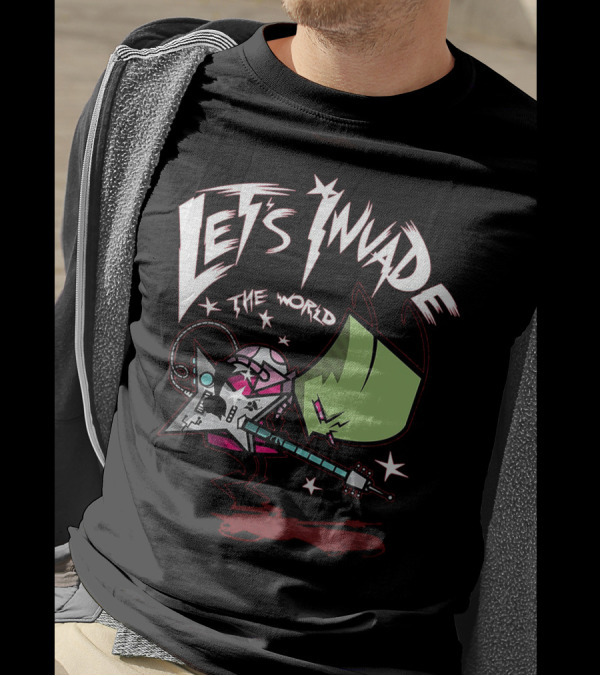 Let's Invade The World Rock Star Guitarist Gir Invader Zim T-Shirt