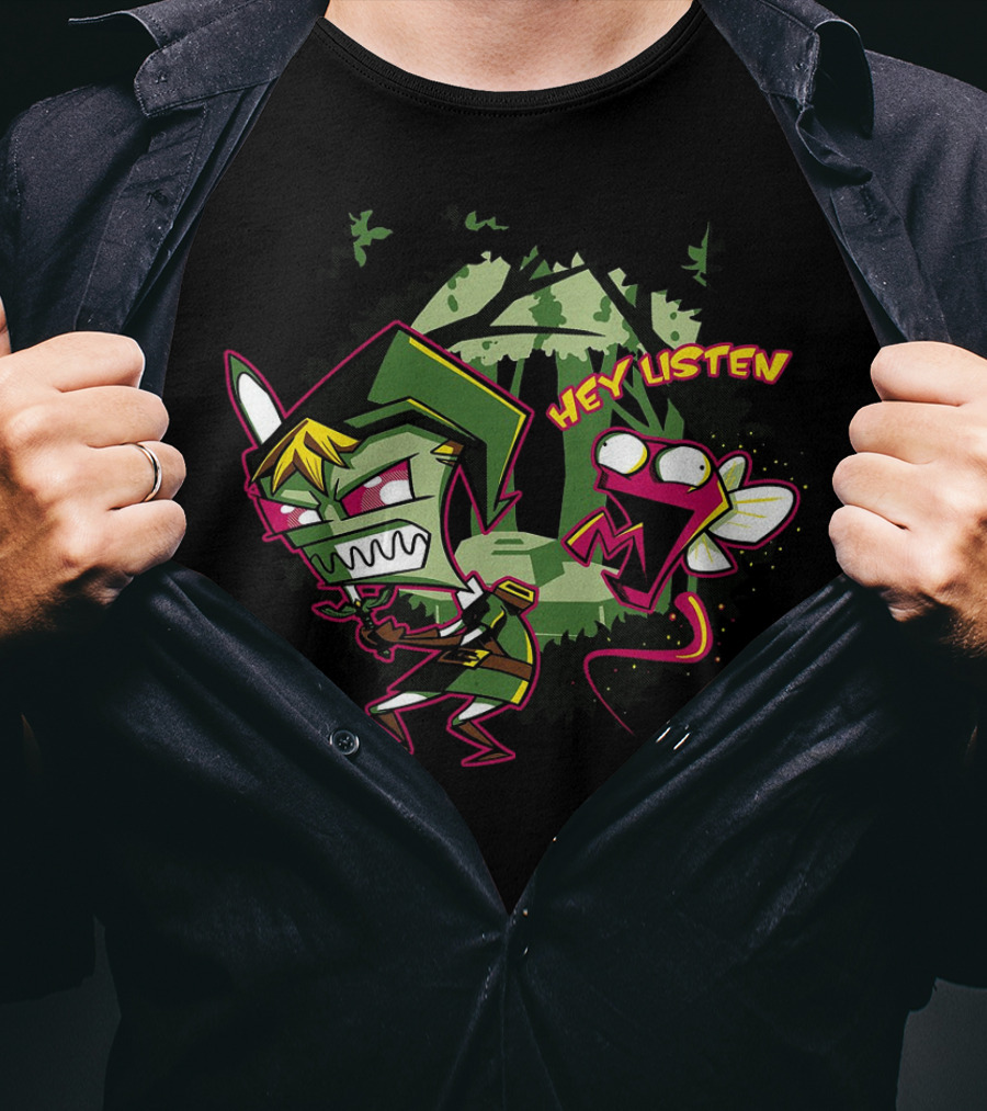 Legend Of Zelda Invader Zim Gir Hey Listen Crossover T-Shirt