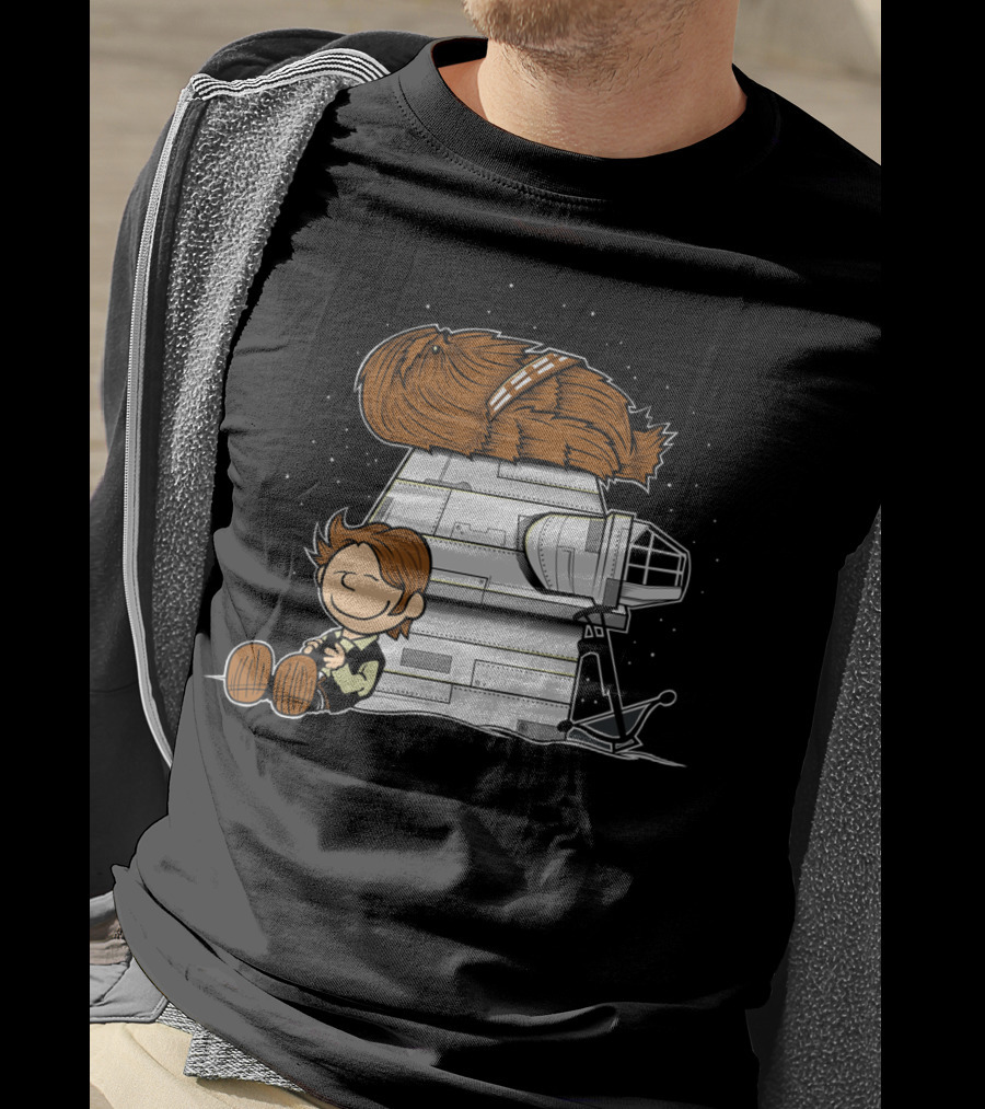 Peanuts Chewbacca Star Wars Snoopy Millennium Falcon T-Shirt
