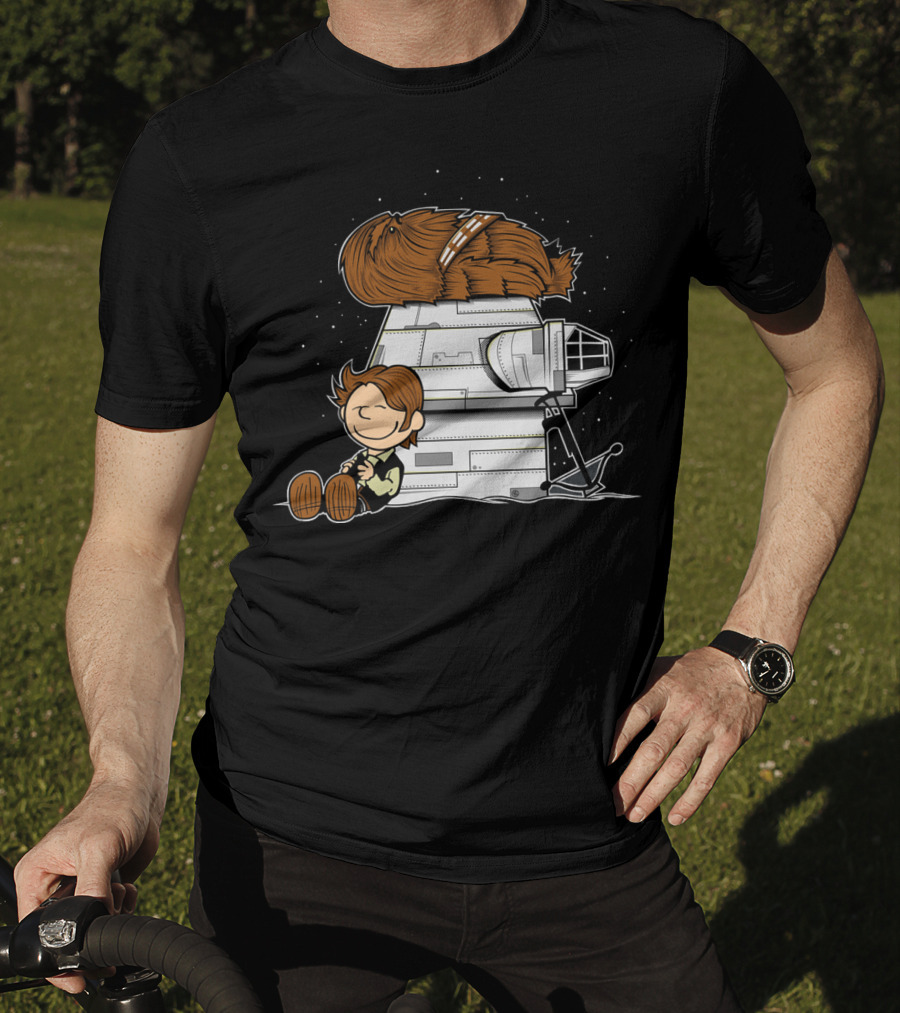 Peanuts Chewbacca Star Wars Snoopy Millennium Falcon T-Shirt