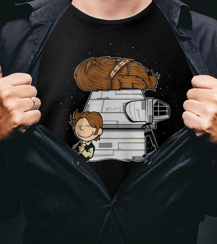 Peanuts Chewbacca Star Wars Snoopy Millennium Falcon T-Shirt